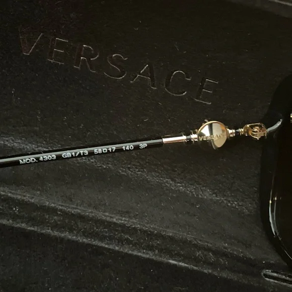 Versace Black Polarized Sunglasses with Gold Logo Accents - Picture 5 of 7
